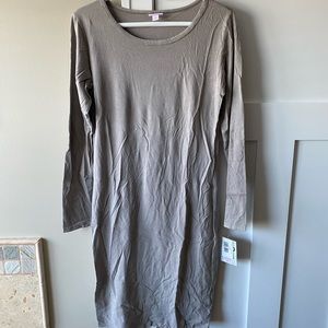 LuLaRoe Medium RARE Solid Taupe Debbie Dress